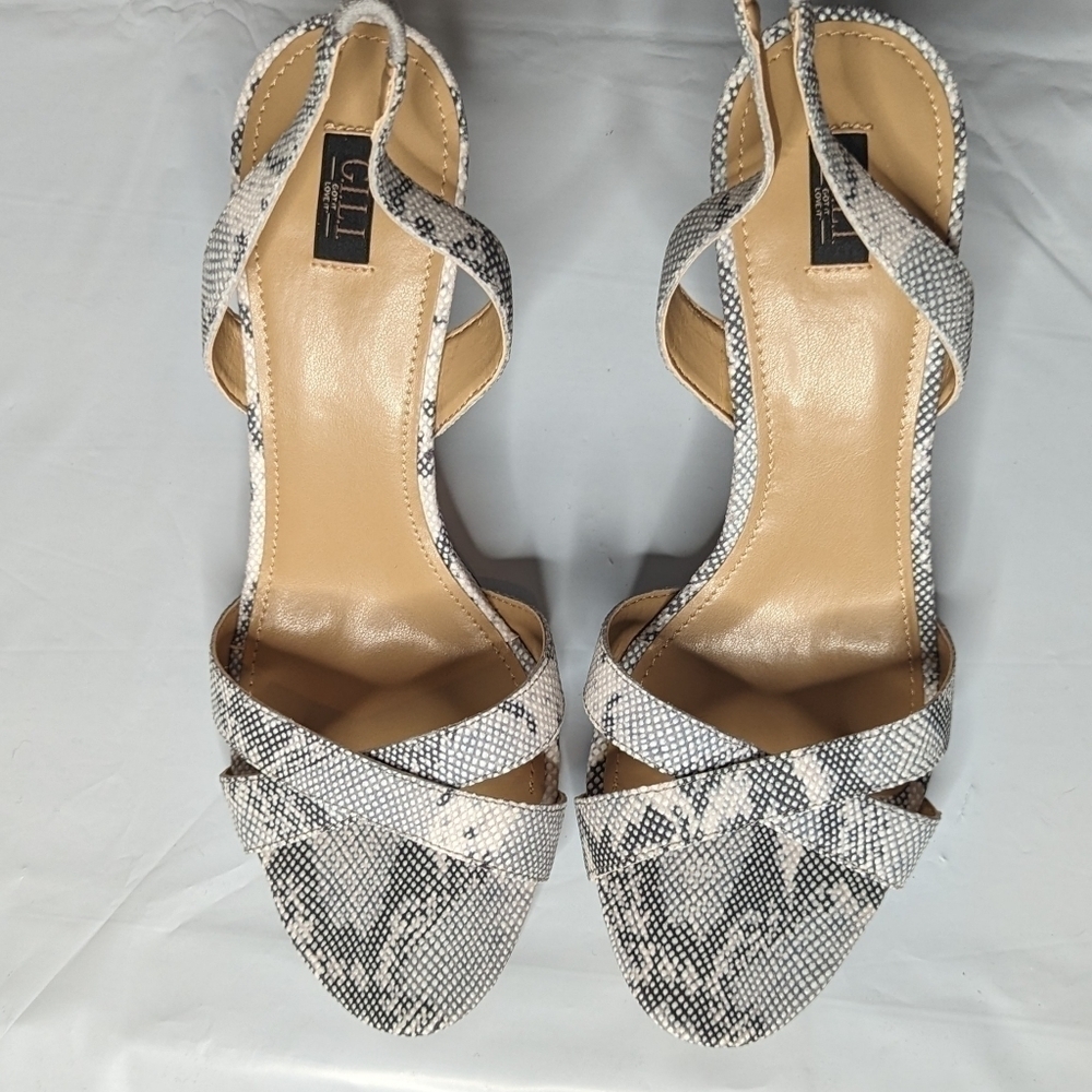 G.I.L.I. Cross-band Sling Back Mid-heel Pumps Loren Snakeskin Women's 8.5M NIB - Picture 8 of 10